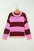 Striped Drop Shoulder Long Sleeve Pullover Knit Sweater