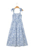 Floral Print Knot Strap High Waist Flared Maxi Dress