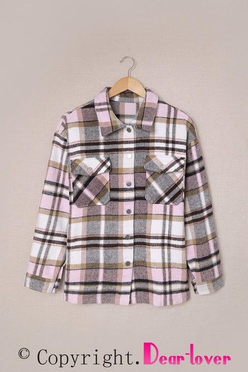 Relaxed Fit Brushed Plaid Button Down Shirt