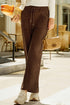 Polyester Tie Elastic Waist Soft Corduroy Pants