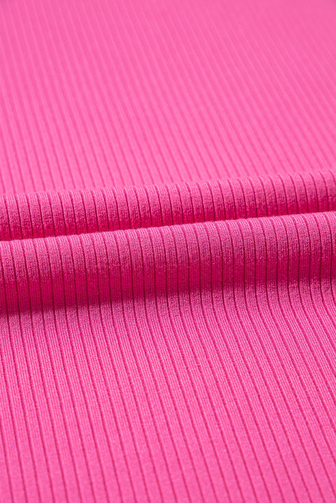 Solid Ribbed Loose Tunic Top And Slim Short Sets