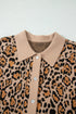 Leopard Print Button Front Long Sleeve Knit Cardigan