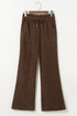 Polyester Tie Elastic Waist Soft Corduroy Pants