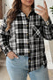 Plaid Long Sleeve V Neck Shift Shirt Jacket