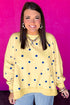 Polka Dot Round Neck Long Sleeve Graphic Sweatshirt