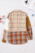 Textured Western Patchwork Corduroy Pocket Plaid Shacket
