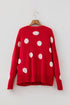 Oversized Polka Dot Button Front V Neck Cardigan