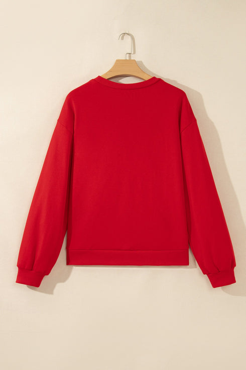 Gingham Patch Embroidered Rugby Print Stars Sweatshirt