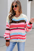 Acrylic Polyamide Striped Pattern Drop Shoulder Cardigan