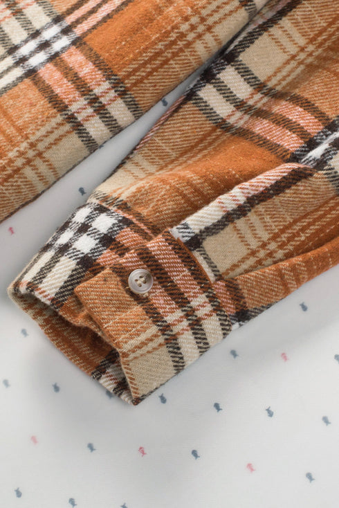 Textured Western Patchwork Corduroy Pocket Plaid Shacket