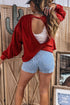 Racing Ribbed Drop Shoulder Cutout Back Sweatshirt