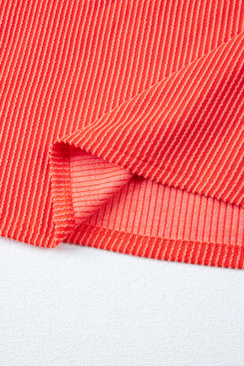 Corded Ribbed Knit Loose Fit Tee And Short Set