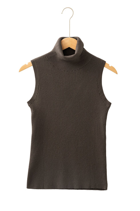 Western Ribbed Knit High Neck Slim Fit Sweater Vest