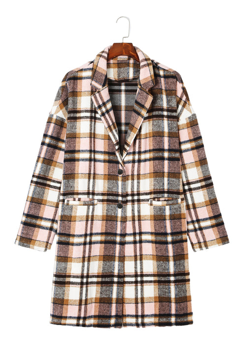 Modern Button Up Lapel Print Plaid Shacket