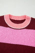 Striped Drop Shoulder Long Sleeve Pullover Knit Sweater