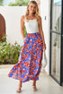 Bohemian Floral Print Tiered Split Maxi Skirt