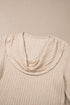 Ribbed Knit Cowl Neck Long Sleeve Top