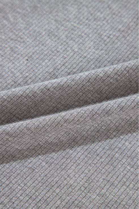 Solid Ribbed Loose Tunic Top And Slim Short Sets