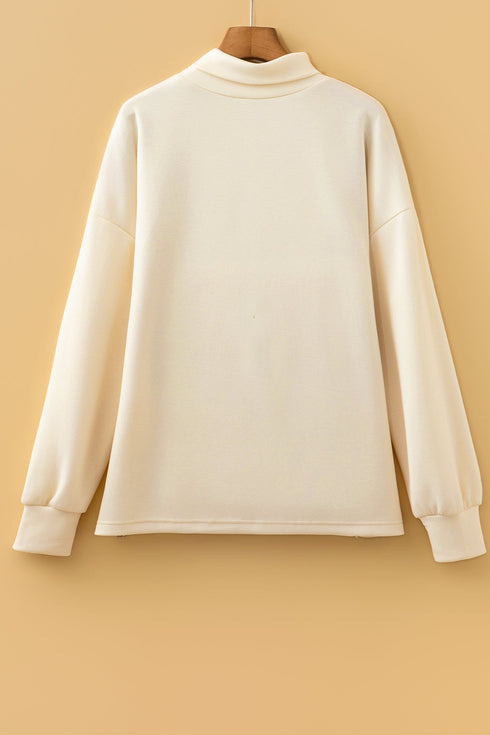 Mock Neck Long Sleeve Leopard Split Hem Top