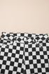 Checkerboard Print Distressed Raw Edge Cropped Denim Jeans
