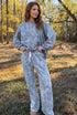 Abstract Floral Print Loose Pullover Drawstring Pants Two Piece Pant Set