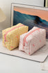 Sweet Bow Knot Print Quilted Zipper Makeup Bag