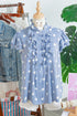 Stripe Polka Dot Print Pleated Ruffle Sleeve Blouse