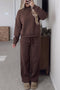 Piping Trim Mock Neck Pullover Drawstring Coordinated Pant Set