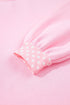 Polka Dot Patchwork Trim Mock Neck Oversized Sweatshirt