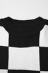 Acrylic Seamed Checkered Pattern Bishop Sleeve Sweater
