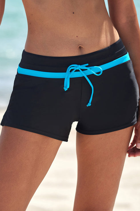 Contrast Waistband Tie Front Swim Shorts