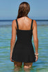 Ruched Square Neck Tummy Control Swim Dress