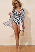 Wavy Print Tie Front One Piece Swimsuit