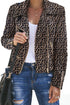All Over Leopard Print Zipped Notch Collar Short Jacket