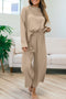 Loose Fit Textured Wide Leg Pullover And Pants Loungewear