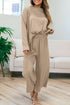 Loose Fit Textured Wide Leg Pullover And Pants Loungewear