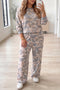 Camouflage Long Sleeve Round Neck Coordinated Loungewear Set