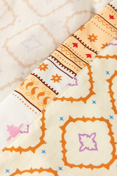 Bohemian Geometric Print Open Front Duster Kimono