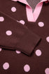 Polka Dot Pattern Collared Loose Pullover Sweater