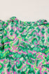 Abstract Print Ruffle Flutter Sleeve Tie Neck Blouse