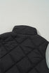 Solid Quilted High Neck Button Up Pocket Vest