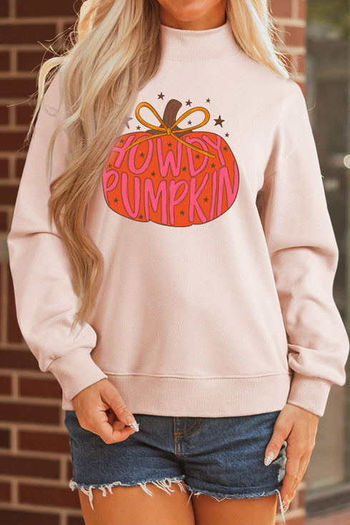 Polyester Blessed Pumpkin Graphic Mock Neck Sweatshirt