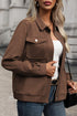 Casual Textured Flap Pocket Shirt Collar Zip Up Jackets