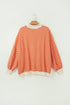 Striped Textured Mock Neck Oversized Long Sleeve Top