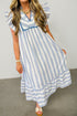 Striped Lace Detail Ruffle Trim A Line Maxi Dress