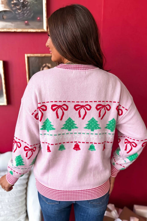 Round Neck Loose Fit Printed Tunic Sweater