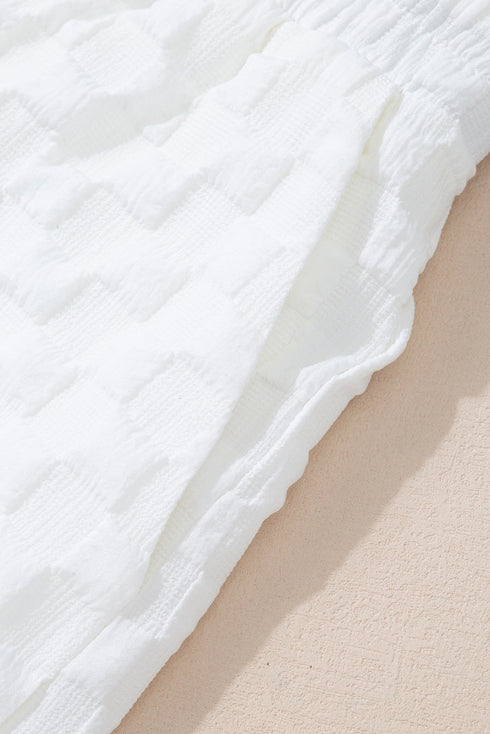 Exclusive Textured Split Neck Drawstring Matching Short Set