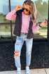 Sequin Round Neck Cotton Detail Long Sleeve Pullover Top