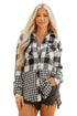 Patchwork Mixed Plaid Drawstring Hooded Shacket