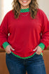 Polka Dot Patchwork Paneled Graphic Pullover Sweatshirt